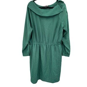 Eloquii Dress Size 18 Long Sleeve Boat Neck Green Blouson Elastic Short Holiday